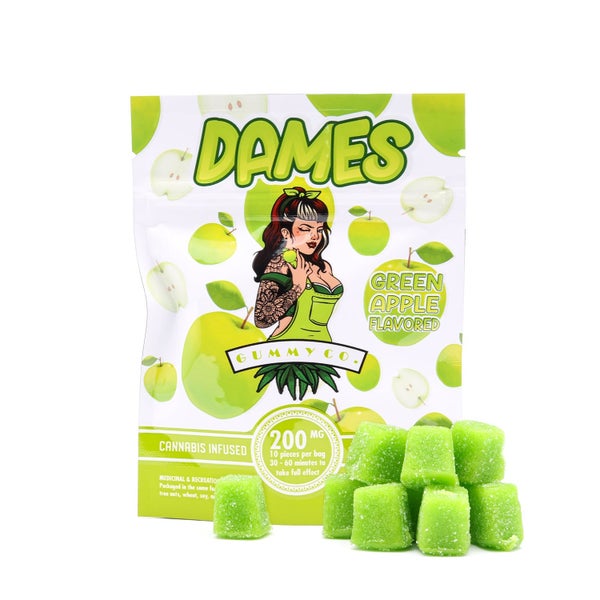 finished goods edibles dames gummies sour green apple front 1