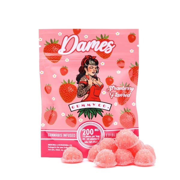 finished goods edibles dames gummies sour strawberry front 1 1