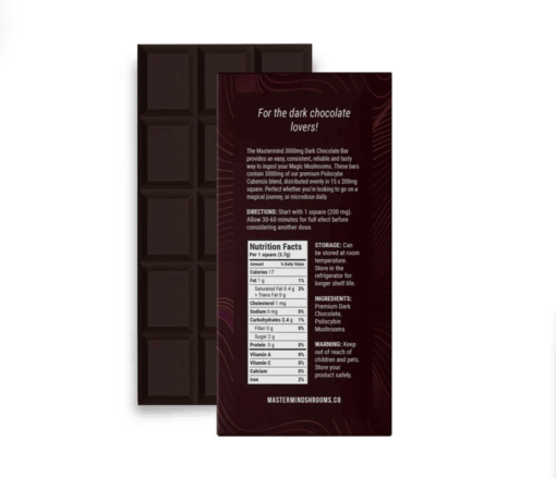 Mastermind - Funghi Chocolate Bar (3000mg) - Dark Chocolate - Image 2