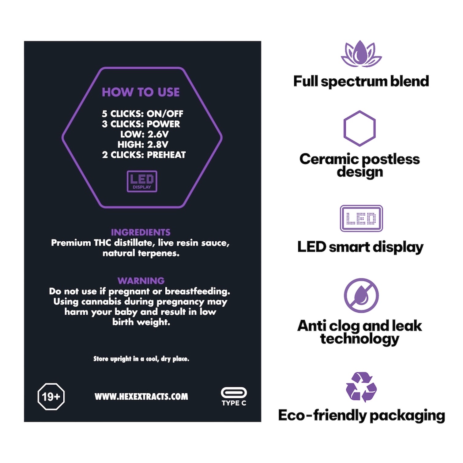 Hex Extracts Live Resin 2g Vape - Backwood Bliss (Indica) - Image 2