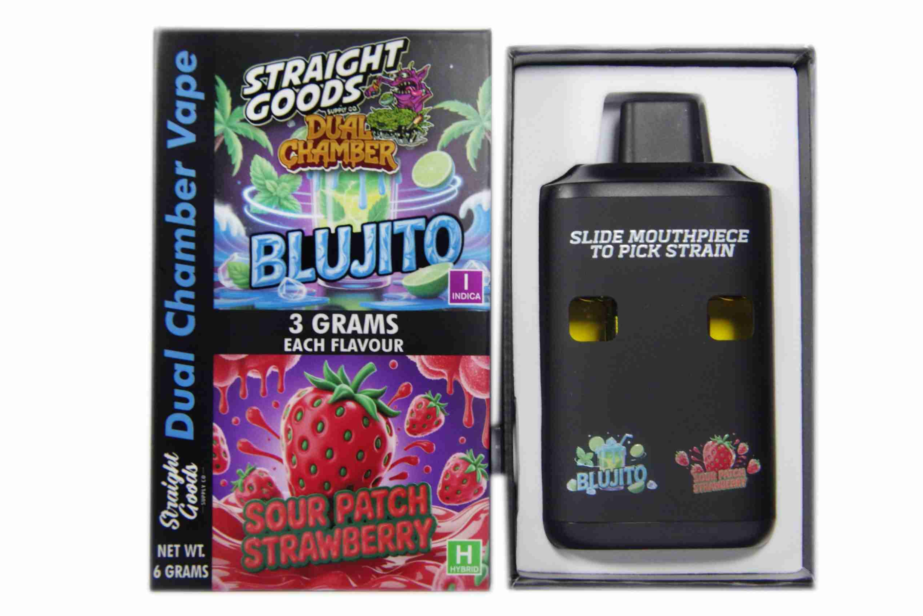Straight Goods 6g Dual Chamber Vape – Blujito + Sour Patch Strawberry 4 Straight Goods 6g Dual Chamber Vape – Blujito + Sour Patch Strawberry - Image 2