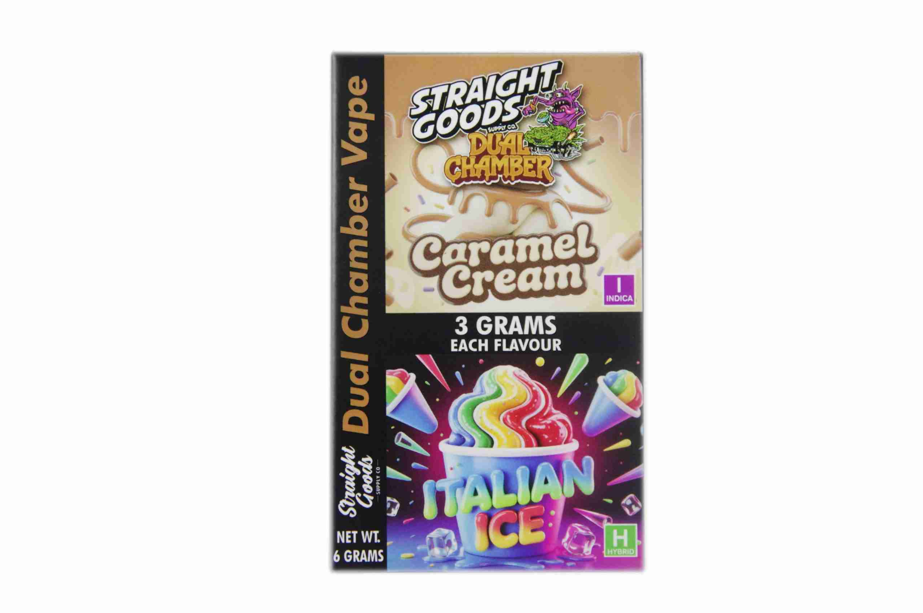 Straight Goods 6g Dual Chamber Vape – Caramel Cream + Italian Ice 3 Straight Goods 6g Dual Chamber Vape – Caramel Cream + Italian Ice