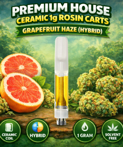 Premium House Ceramic 1g Rosin Carts - Grapefruit Haze (Hybrid)