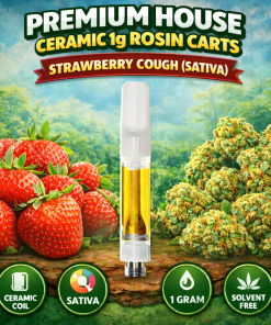 Premium House Ceramic 1g Rosin Carts - Strawberry Cough (Sativa)